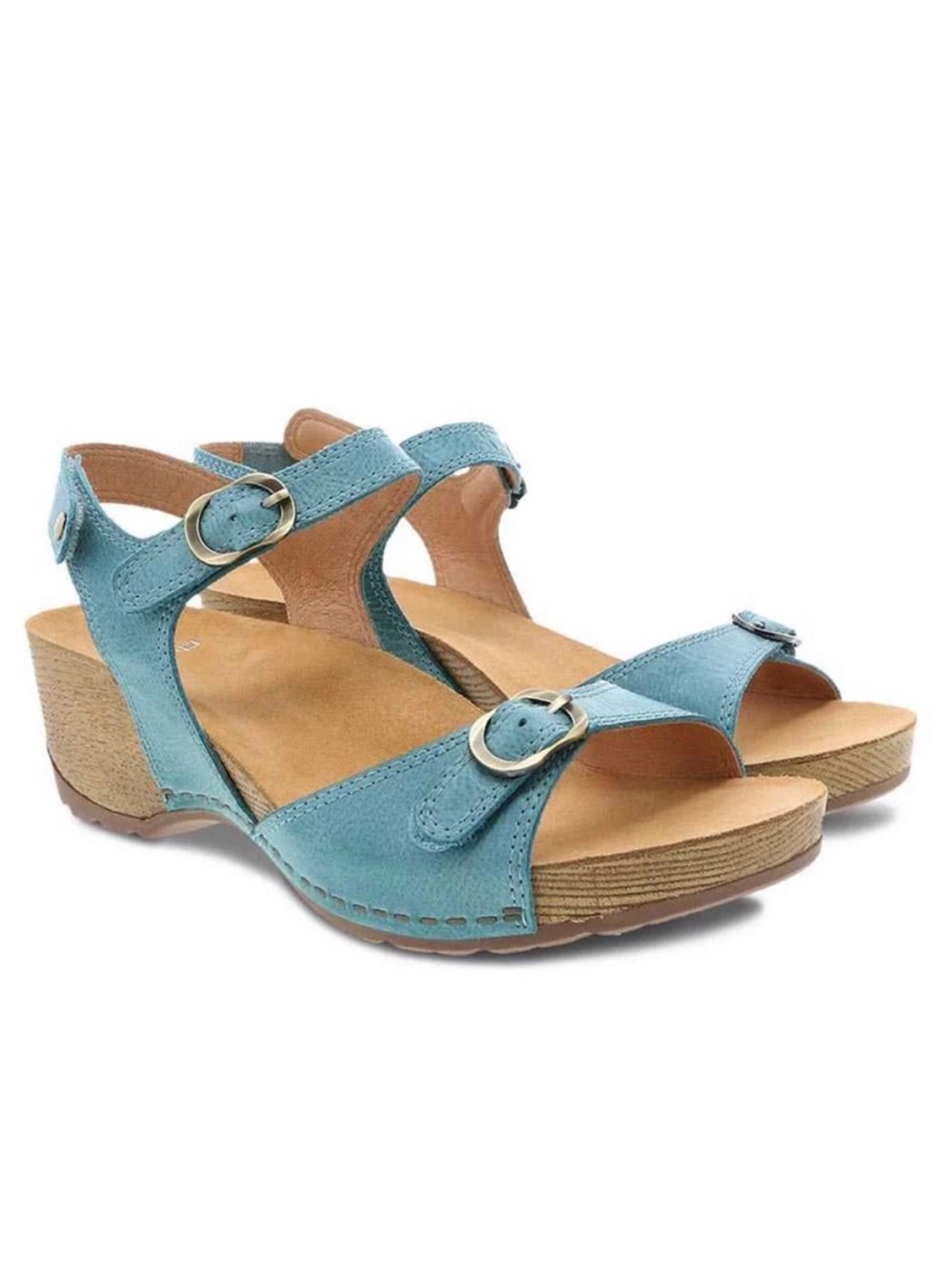 Dansko Tricia Sandals in Lagoon Blue Milled Burnished Leather Size 41 Clogs